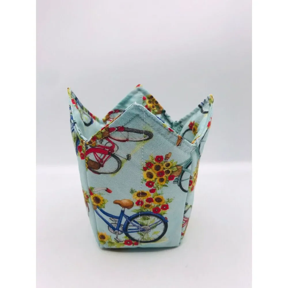 Bicycles and Sunflowers Microwave Pint Size Cozy for Hot or Cold